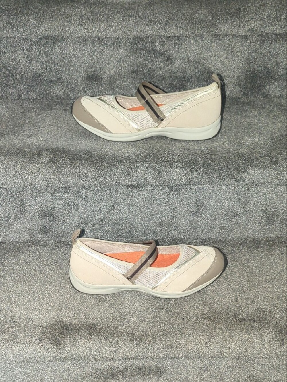 Easy Spirit Women's Beige and Orange Slip-On Mary Jane Flats - Picture 3 of 7